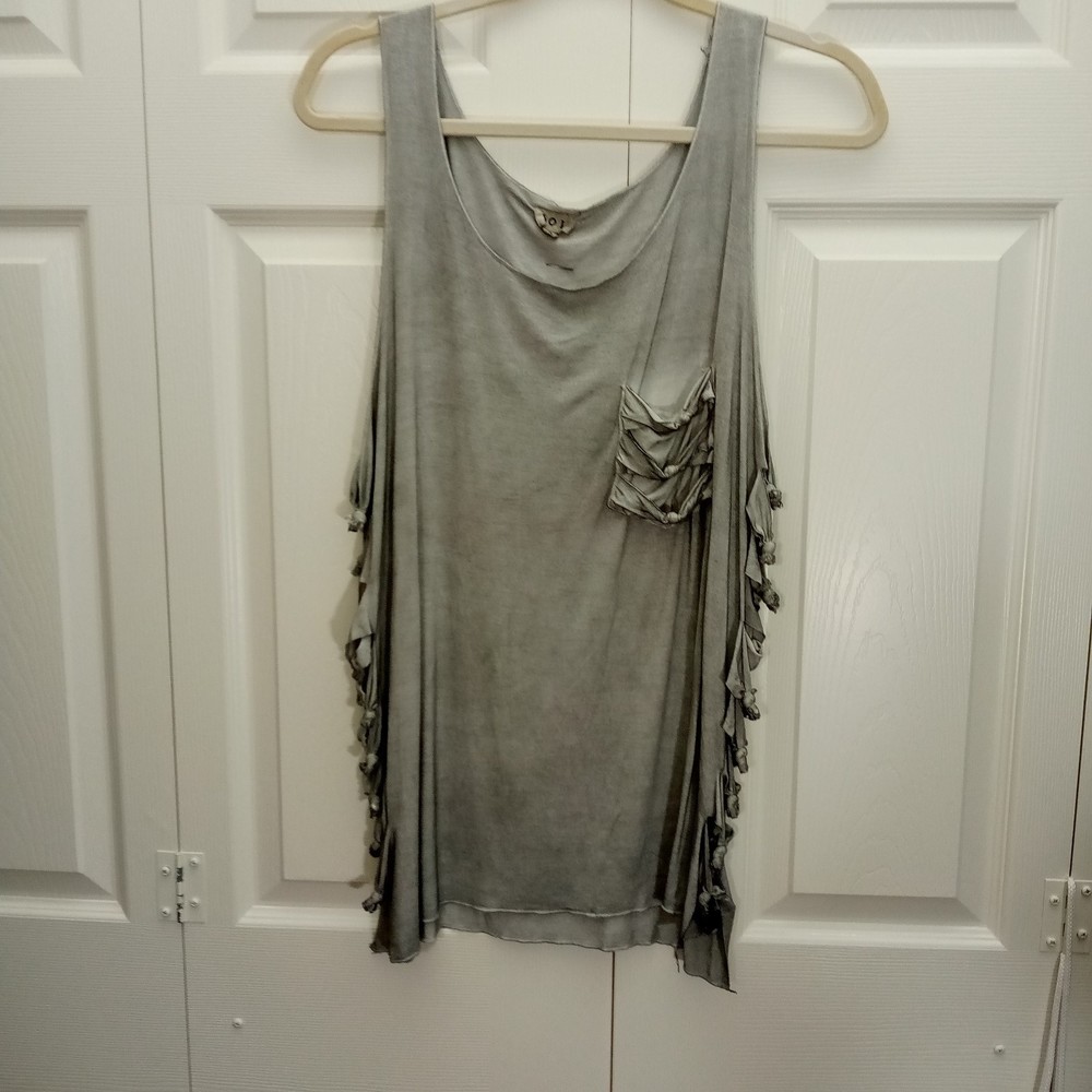POL Tied Laser Cut Women's Muscle Top RTC395 in Gray Size Small